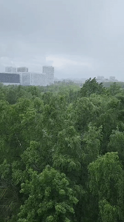 Morning snapshots capture everyday Moscow life on cloudy spring day