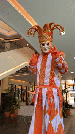 Street performers entertain early morning shoppers in Taguig mall