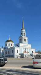 Orthodox church with golden domes observed in Votkinsk