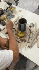 Artist documents pottery workshop session in Ko Kaeo, Thailand