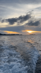 Boat passenger films sunset seascape off Pattaya coast