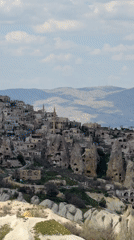 Scenic views captured of ancient Uçhisar town in Cappadocia