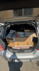 Packed car trunk spotted outside Vladivostok building