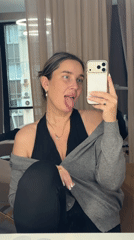 Woman records mirror selfie video in Khimki, Russia