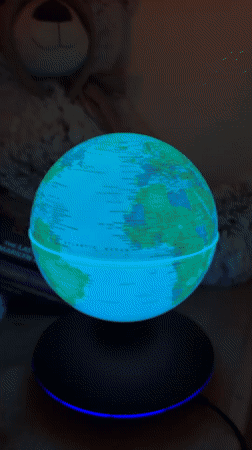 Levitating illuminated globe display witnessed in Great Yarmouth