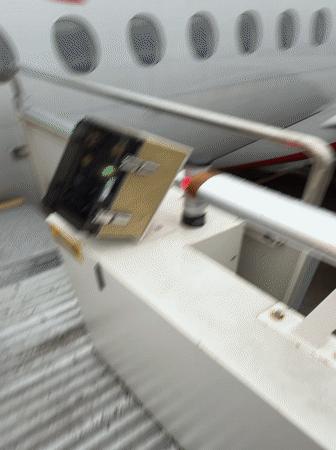 Aircraft operations observed at airport tarmac under overcast conditions