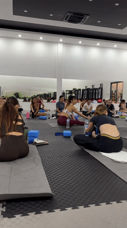 Early morning yoga class at Choeng Mon fitness studio
