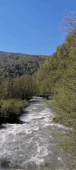 Turbulent river rapids documented in Chvizhepse, Russia