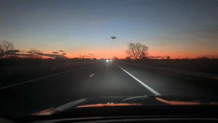 Evening highway travel captured near Plovdiv during colorful sunset