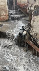Heavy rainfall floods concrete steps in Caracas, Venezuela