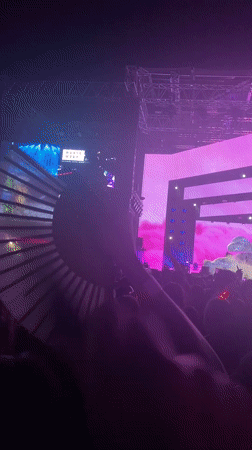 Live concert lights up Belgrade with pink and purple visuals