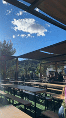 Beer garden scene captured in Montanejos, Spain