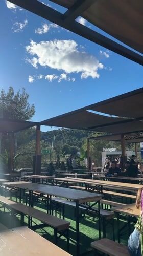 Beer garden scene captured in Montanejos, Spain