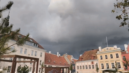 Stormy afternoon in Tallinn's Old Town streets and squares