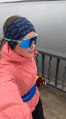 Woman documents riverside visit in Chaikovsky, Russia