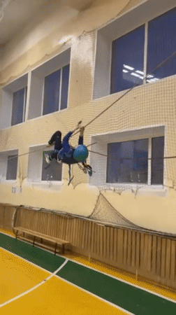 Indoor climbing activities documented at Sarapul gymnasium facility