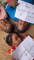 Children in Jos create thank-you signs for Collective Memory