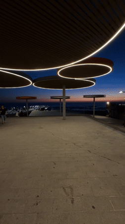 Sunset hour on the Bat Yam Mediterranean promenade and beach