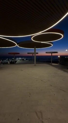 Sunset hour on the Bat Yam Mediterranean promenade and beach