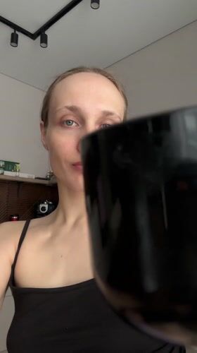 Morning breakfast routine captured in Russian home