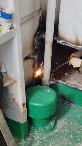 Cargo ship maintenance documented at Rybinsk shipyard
