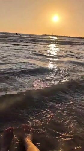 Sunset crowd at Tel Aviv's Mediterranean beach