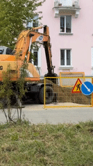 Construction work and pigeons on the streets of Angarsk