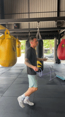Post-sparring scene at a Chalong boxing gym