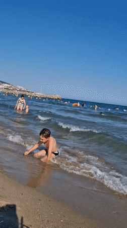 Busy summer beach day on the Bulgarian Black Sea coast