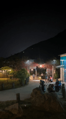 Evening tea gathering at Vietnam heritage site entrance