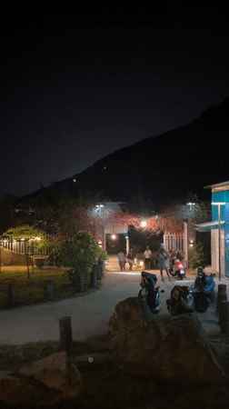Evening tea gathering at Vietnam heritage site entrance