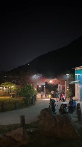 Evening tea gathering at Vietnam heritage site entrance