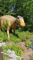 Woman visits dinosaur exhibits at Izhevsk Zoo