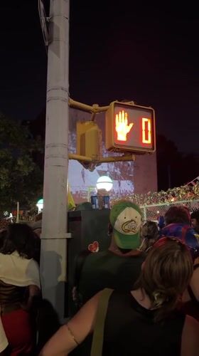 Brooklyn crowd watches basketball game projected on building wall