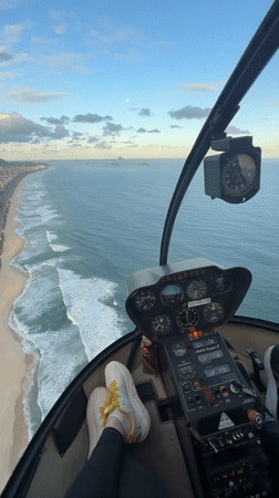 Helicopter flight documents Rio de Janeiro coastal views from above