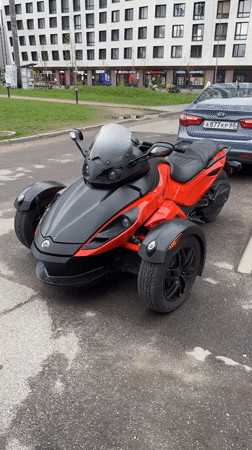 Can-Am Spyder motorcycle parked in Murino residential area
