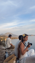 Clifftop hangout in Montenegro with coastal mountain views