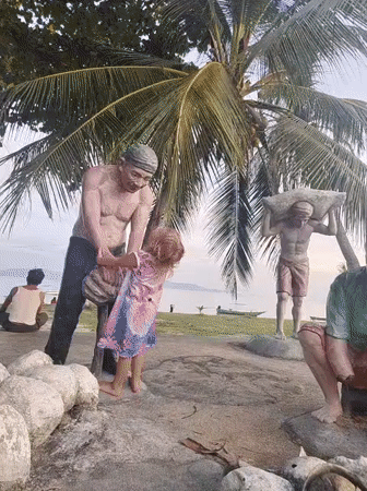 Exploring a Ko Pha-ngan outdoor sculpture park at sunset