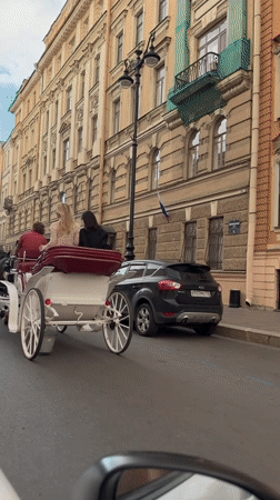 Horse-drawn carriage ride through Saint Petersburg streets