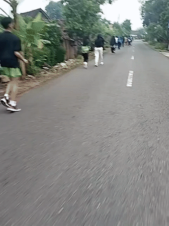 Community running event observed in Sambirejo, Indonesia late evening