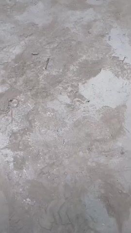 The video shows an indoor construction site in Daliguzar, Uzbekistan. The scene is predominantly dusty and unfinished, with exposed concrete flooring and debris scattered across the ground. A blue tarp is stretched across the ceiling, obscuring some of the upper structure, and scaffolding is visible in the background. Various construction materials and tools are present, including pipes, bricks, and what appear to be unfinished architectural elements or panels. The lighting suggests it is daytime, and the weather cannot be determined. The overall atmosphere is one of ongoing construction and renovation, with no people or animals visible in the frame. There is no discernible text in the video.