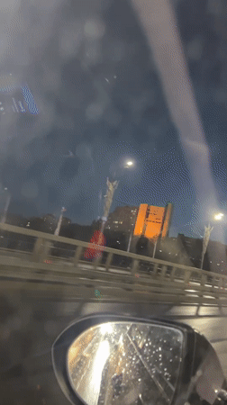 Nighttime driving through rain recorded in Cheboksary, Russia