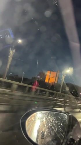 Nighttime driving through rain recorded in Cheboksary, Russia