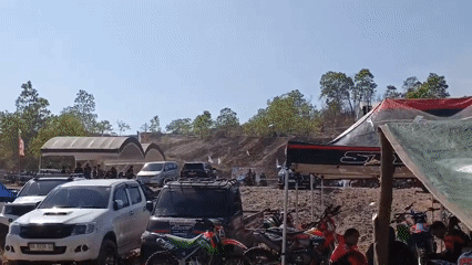 Motocross event underway at a dusty Banjarbaru race site