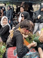 Traditional ceremonial gathering observed in Kuto, Indonesia