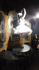 Wax ballerina figure displays on rotating platform