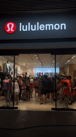 Crowds Queue Outside Lululemon Store in Puebla, Mexico