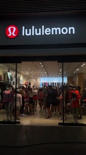Crowds Queue Outside Lululemon Store in Puebla, Mexico