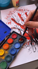 Artist creates watercolor paintings during afternoon session in Czechia