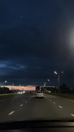 Evening highway drive captured in Kazan at dusk